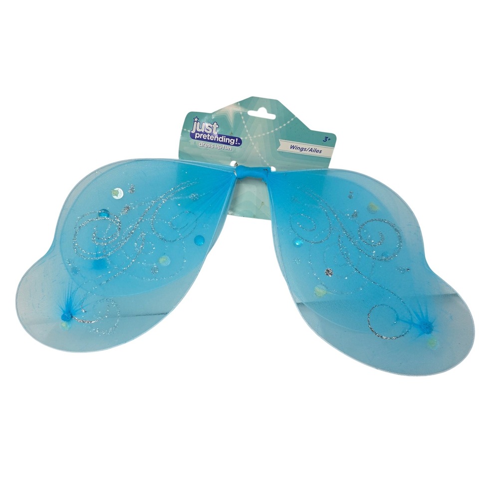 Just Pretending‎ Blue Glitter Fairy Wings Kids Costume Dress Up Accessory 3+